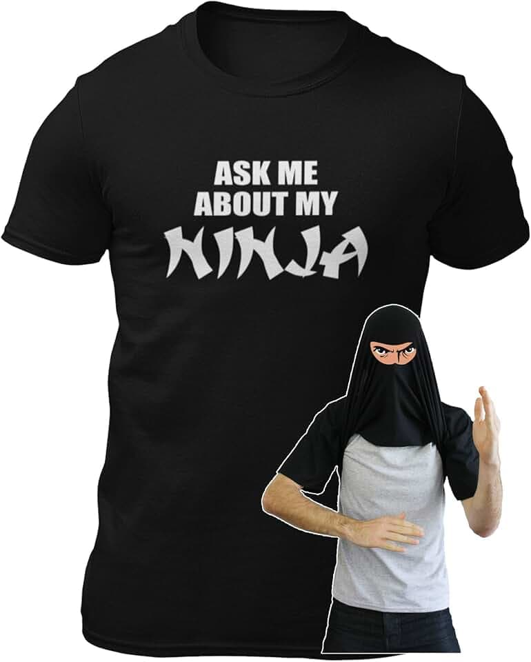 Geschenk für Männer – Ask Me About My Ninja Disguise Flip Ninja Face T-Shirt – Lustiges Jungen-T-Shirt