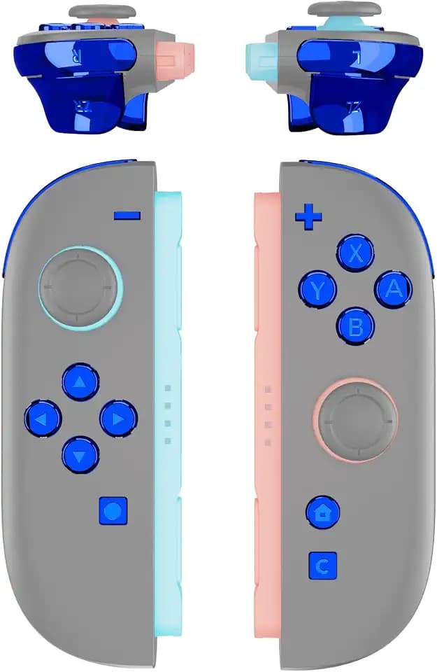 eXtremeRate DIY Replacement Full Set Buttons for Joycon 2, Custom ABXY Direction Keys Dpad + - C Home Capture Release L R ZR ZL Trigger Buttons for Nintendo Switch 2 Controller - Chrome Blue