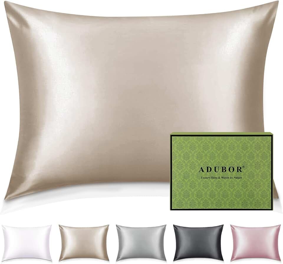 Adubor 100% Seidenkissenbezug 40x80cm für Haar und Haut mit Reißverschluss