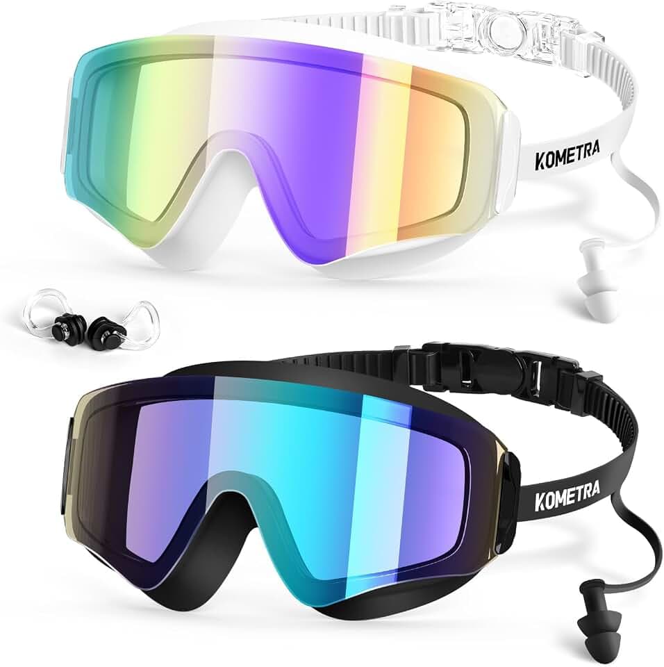 2 Pack Kids Swim Goggles for 3-15, Anti Fog UV Protection