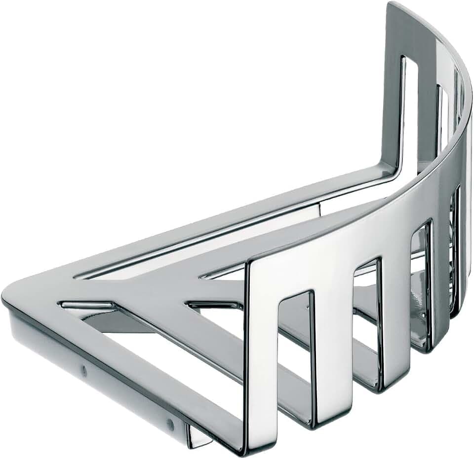 Emco SYSTEM 2 Wandkorb mit verdeckter Befestigung, elegante Duschablage aus Metall zum Schrauben, hochwertiges Duschregal für Badutensilien, 0, 0084 Chrom 18 cm Eckkorb