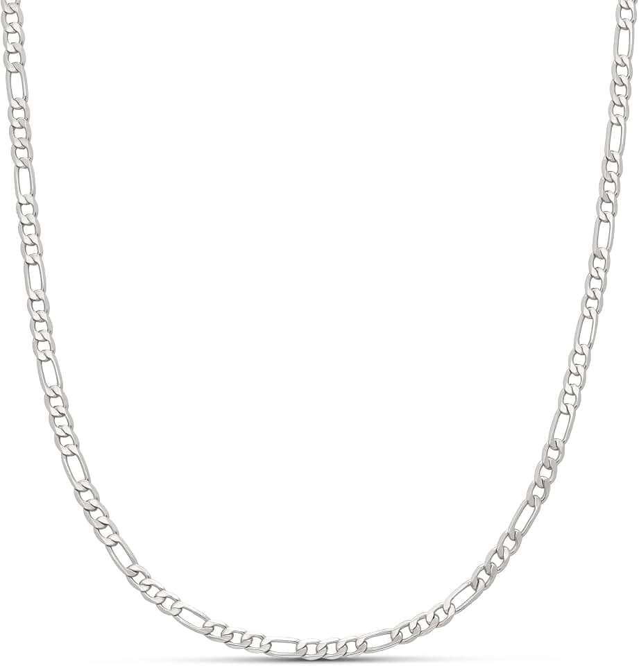 Amazon Essentials 14k Gold or Sterling Silver Plated Figaro Chain Necklace