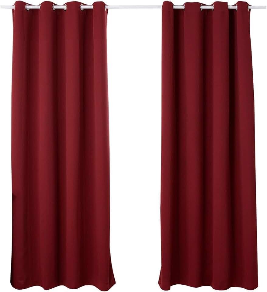 WOLTU Verdunklungsvorhänge mit Ösen Gardinen Blickdicht 225x140cm Bordeaux
