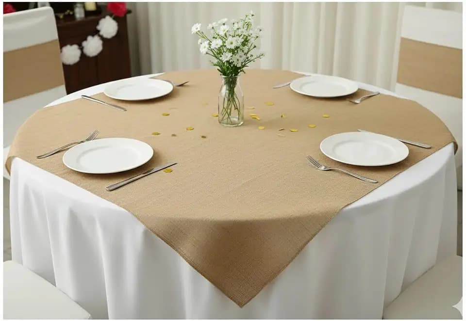 AAYU Brand Premium Burlap Fabric Squares | 40 Inch by 40-inches Square, Finished Edges Table Topper Eco-Friendly,Light Weave Great for Rustic Dining Table Setting 40" X 40"