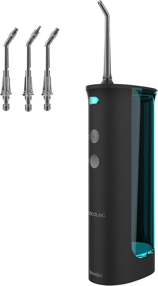 Cecotec Munddusche Kabellos ToothCare Jet Fresh Clean, 180 ml Wassertank, 1200 U/min, 3 Reinigungsmodi, 3 Düsen, IPX7 wasserdicht, 20 Tage Akkulaufzeit, 2-Minuten-Timer