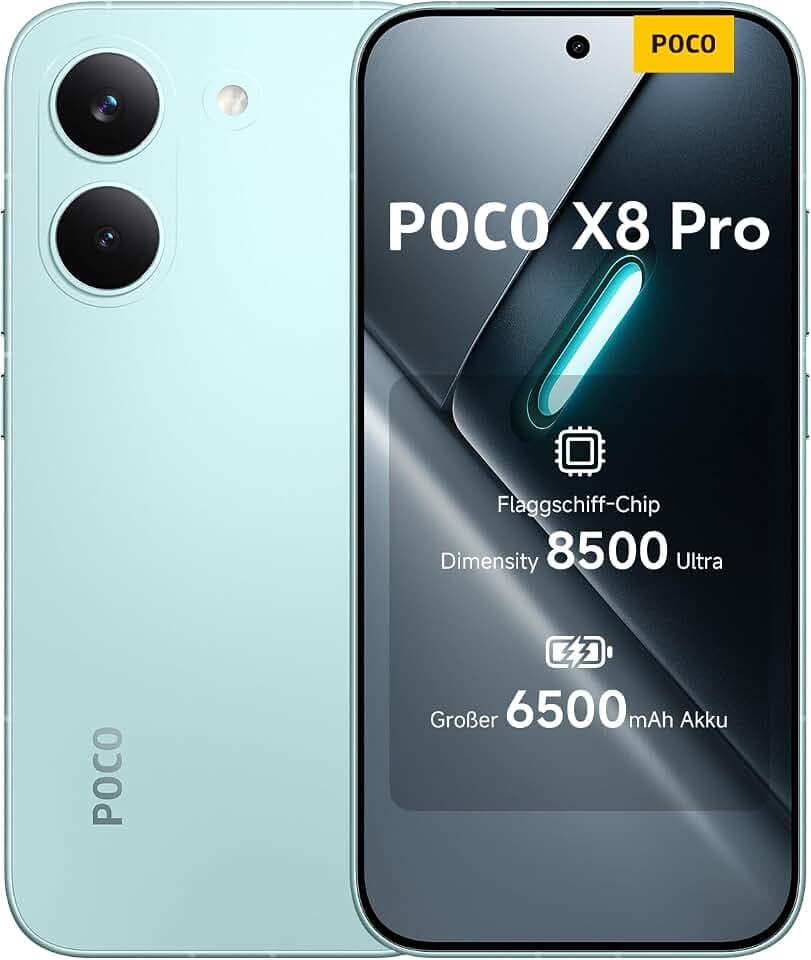 XIAOMI Poco X8 Pro 8+256GB, Unlocked, Dimensity 8500-Ultra, 6500mAh, 50MP Sony IMX882 OIS, AMOLED, Grün, 3J Garantie
