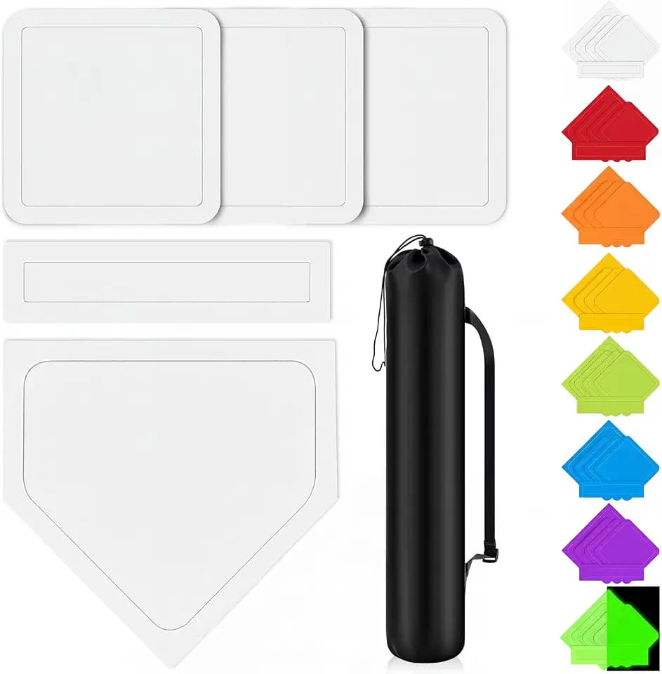 Hiboom 5 Pcs Baseball Bases Home Plate Rubber