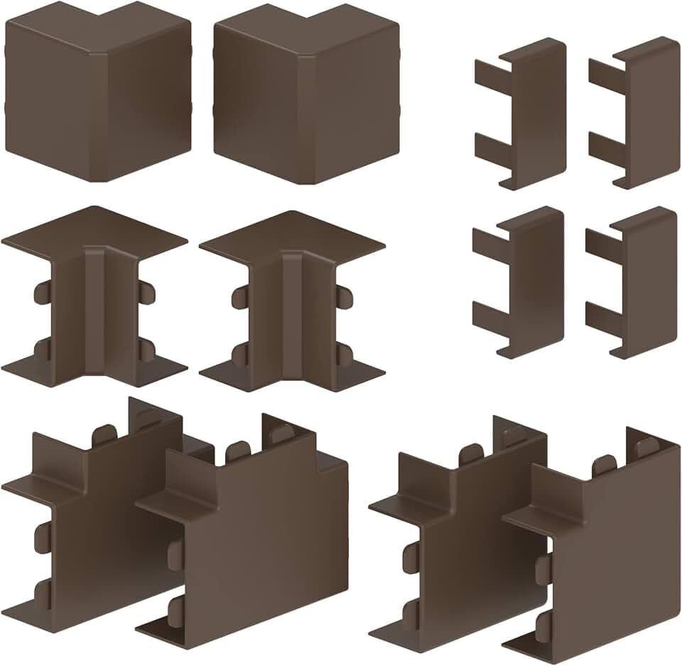 Habengut Zubehör-Set (4x ES, 2x IE, 2x AE, 2x FW, 2x T-Stück) für die Montage des Kabelkanals 30x15 mm, Farbe: Braun