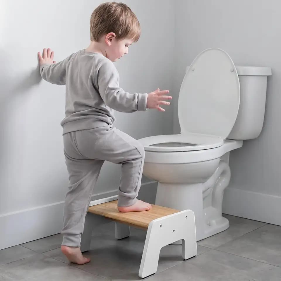 One Step Stool for Kids, Wooden Step for Sink and Potty Training - White