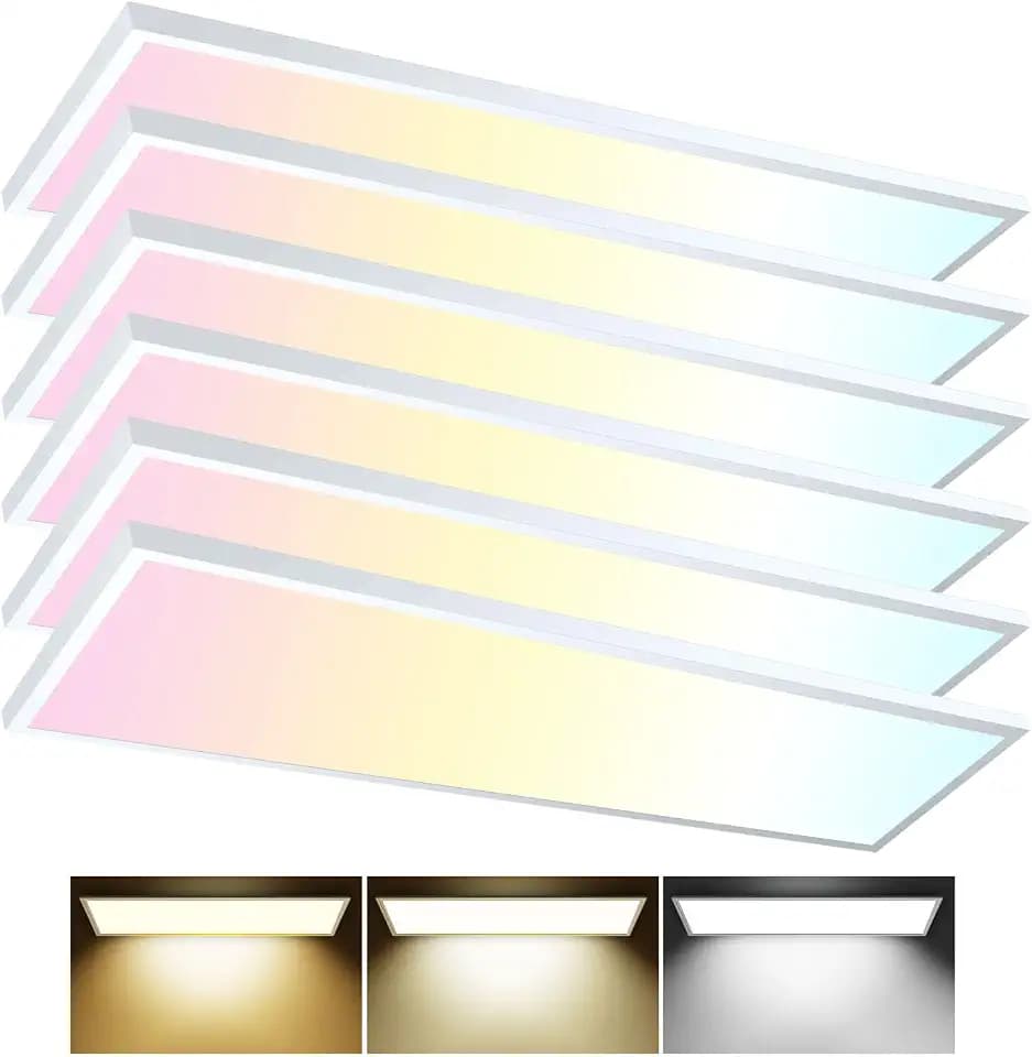 AIKVSXER 6 Pack 1x4 LED Flat Panel Light Surface Mount White, 5500LM 50W