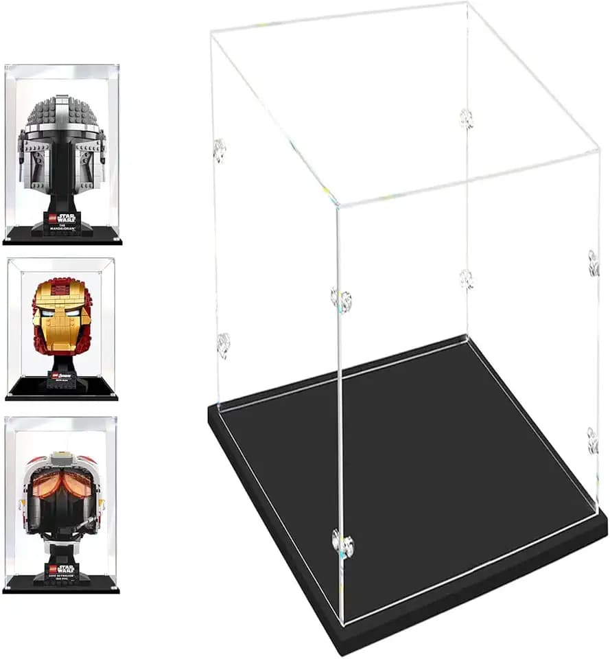 3MM Thick Clear Acrylic Display Case-Assemble Countertop Box, Thicken Base, DustProof, for Collectibles, Lego (Black, 35x30x60cm/14x12x24in)