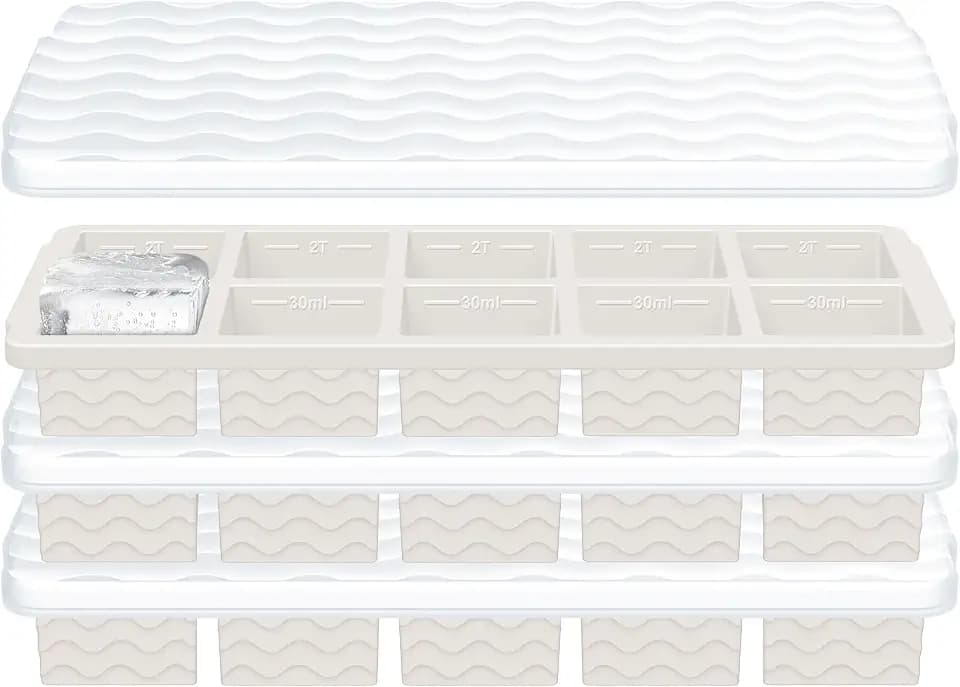 2 Tbsp Ice Cube Tray with lid, Ice Cube Trays for Freezer, 3-Pack