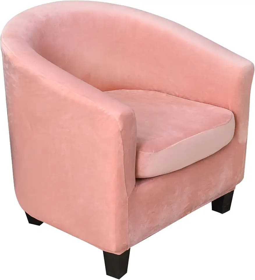 TOPCHANCES 2 Stück Tub Club Stuhlhussen, hohe Stretch-Sessel, Sofa-Schonbezug mit Kissenbezug, Samt-Möbelschutz, weiche Couchbezüge für Esszimmer, Wohnzimmer, Büro, Empfang (Rosa)