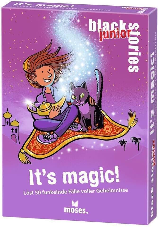Moses. Black Stories junior It’s Magic - 50 Funkelnde Rätsel mit Fällen voller Geheimnisse und Magie, Rätsel Kartenspiel mit Spielvariante und Punktechips, Rätselspiel für Kinder ab 8 Jahren