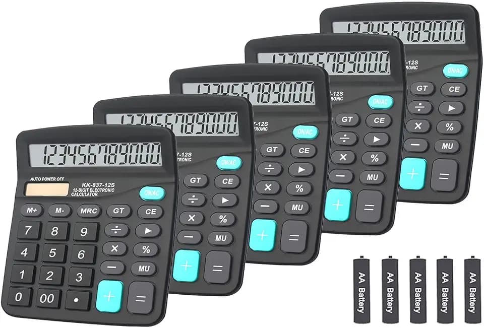 Calculators, BESTWYA Large Button Desk Calculator (Black, Pack of 5)