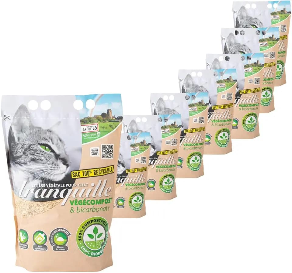 Tranquille Pflanzliche Katzentoilette Vegecompost für klumpende Katzen, 4 l, 8 Stück