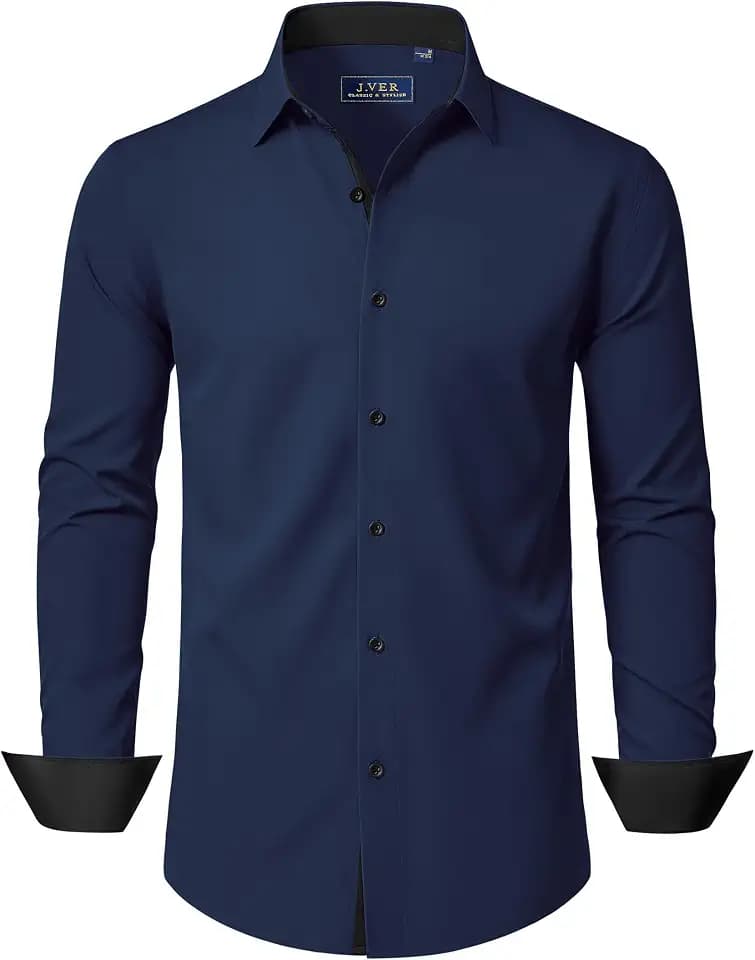 J.VER Hemd Herren Langarm Stretch Herrenhemden Regular Fit Businesshemd Männer Hochzeit Hemden Klassisch Mordern Bügelleichtes Anzughemd