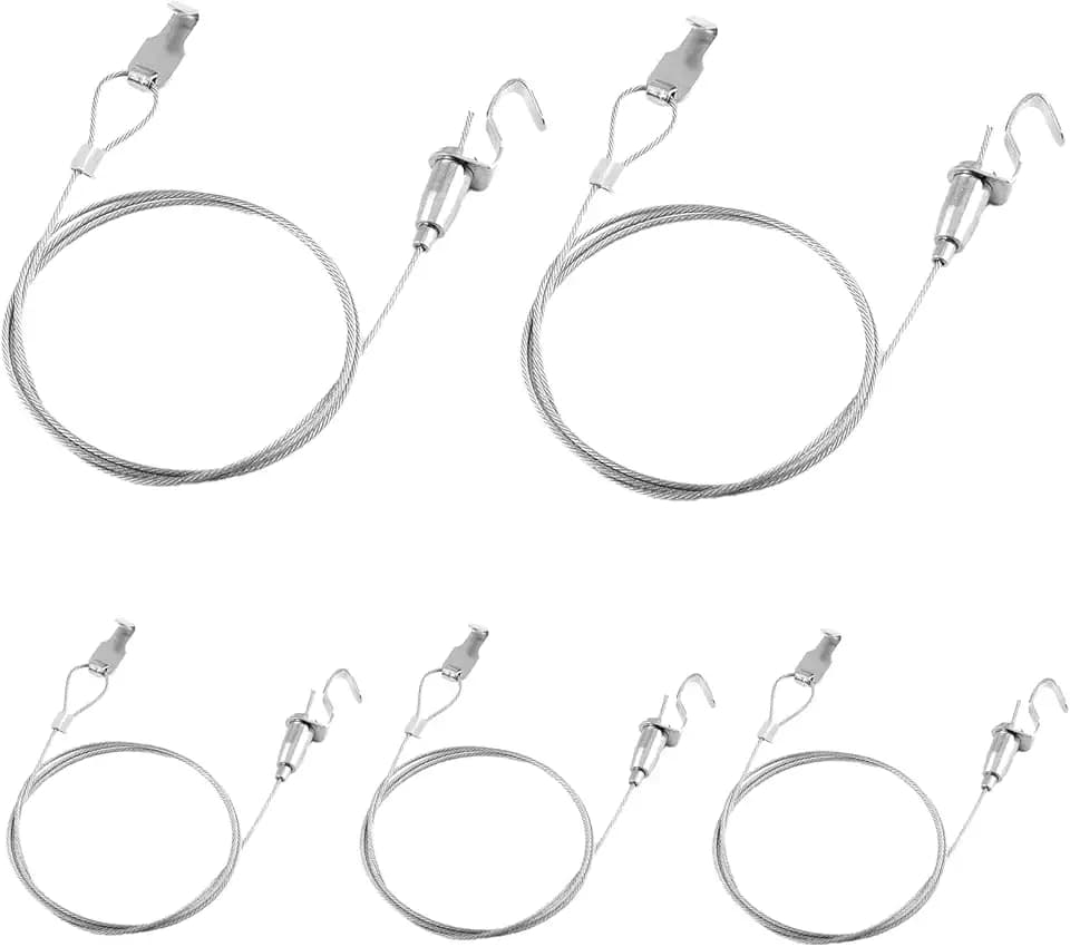 Bilder-Aufhängeset, Edelstahl-Bilderhaken, Draht, verstellbarer Haken und Schienenhaken zum Aufhängen von Bildern (2 m)