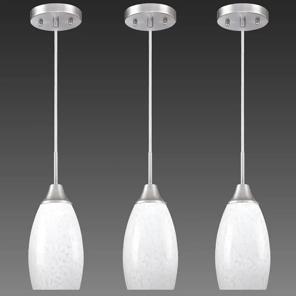 Viinew 3-Pack Glass Pendant Light,Mini Milk White Glass Pendant Light
