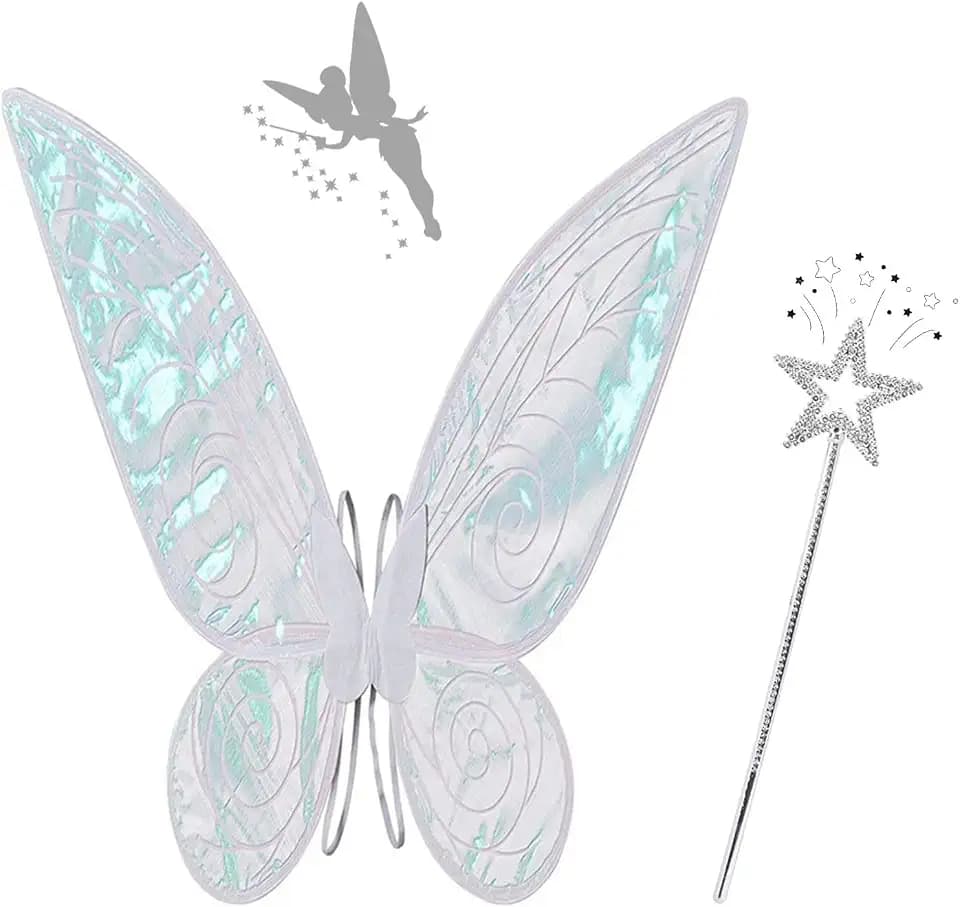 Feenflügel Kinder,Feenflügel Erwachsene,Feen Flügel Damen für Kinder und Erwachsen,durchsichtige Flügel Schmetterlingsflügel Kinder Geeignet Fasching Karneval Geburtstag Cosplay Party Halloween
