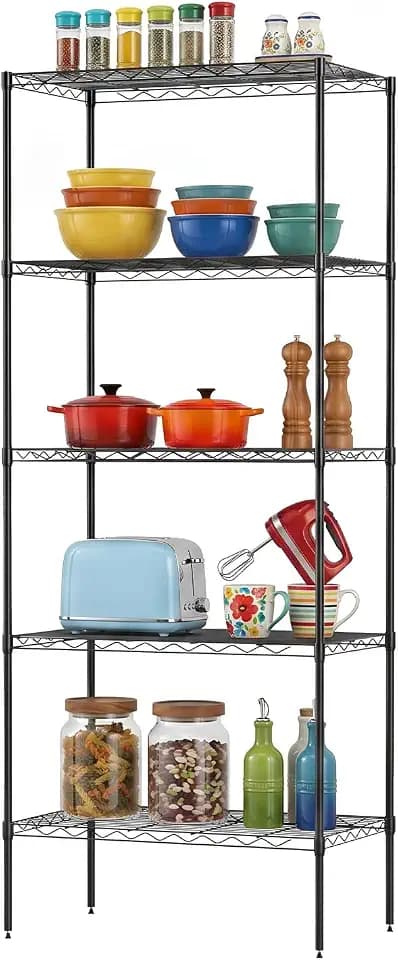 BestOffice | 5-Tier Wire Shelf | 14" x 24" x 60" | Black