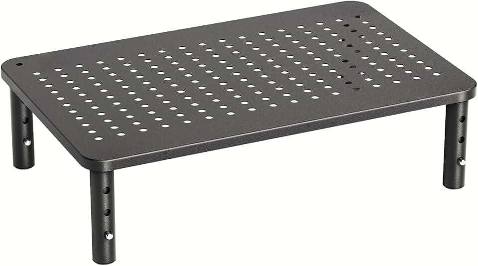 HUANUO Monitor Stand, Monitor Stand Riser 3 Height Adjustable, Monitor Riser with Airflow Vents, Laptop Stand for Desk, Laptop Riser, Desk Organizer for Monitor, Laptop, PC, Printer