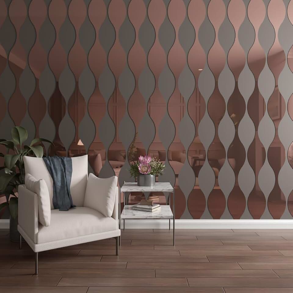 Ozark Designer Series Adjustable Acrylic Decorative Slat Wall Panel Kit, 94" H x 1/8" T (Contains 8 Slats + 1 Straight Edge Starter Slat), Rose Gold Mirror