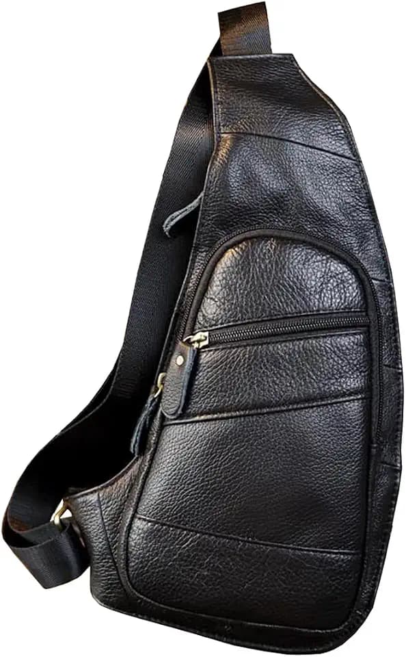 Vintage Leather Sling Bag Backpack for Men Crossbody Shoulder Chest DayPack Backpacks