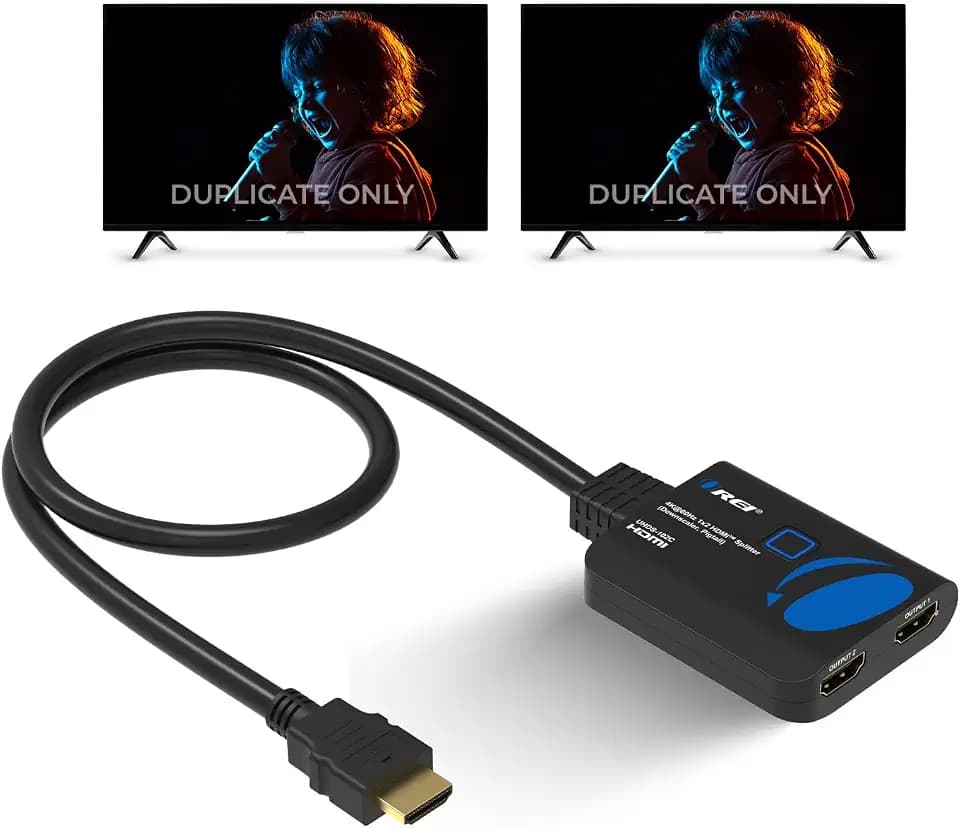 OREI 4K HDMI Splitter 1 in 2 Out with 8-bit, HDCP 2.2, 18 Gbps, Down Scaler