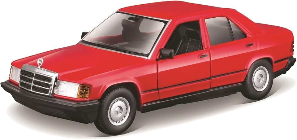 Bburago Mercedes 190E (1987): Modellauto im Maßstab 1:24, Türen beweglich, blau (18-21103B)
