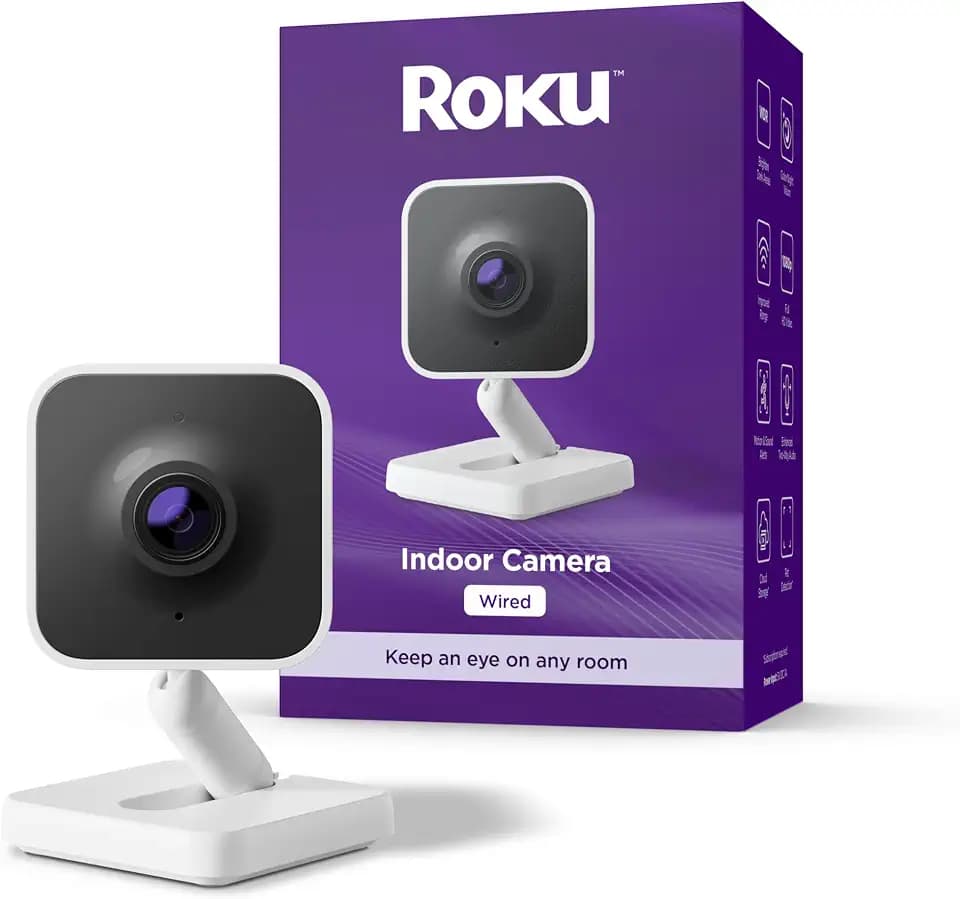 Roku Indoor Camera, Home Security with 1080p HD Color Night Vision, 1-Pack