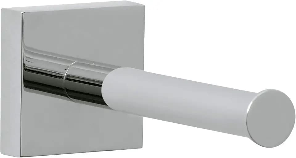 tesa EKKRO Ersatzrollenhalter - 50 mm x 50 mm x 125 mm | Toilettenpapier-Aufbewahrung zur Wandbefestigung ohne Bohren - aus verchromtem Metall - inkl. Klebelösung