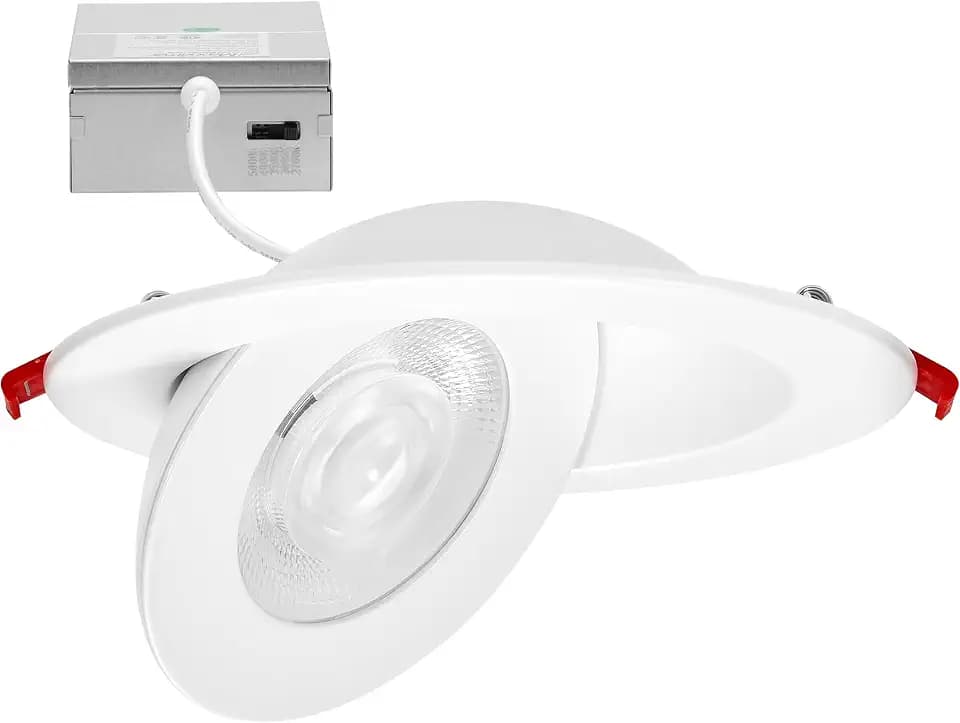 Maxxima 6" Ultra-Thin LED Floating Gimbal Downlight 1100 Lumens 5CCT, White