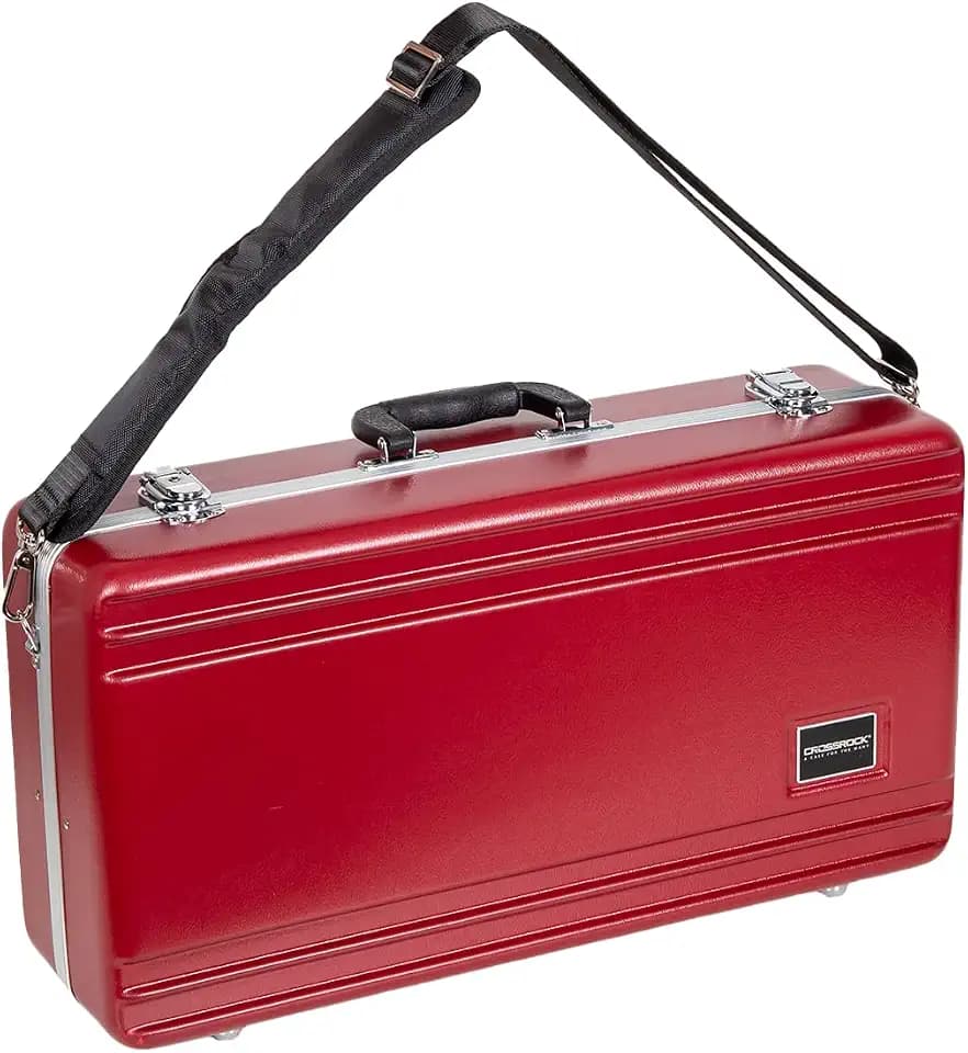 Crossrock ABS Trumpet Case for Bb Horn | Red Finish, Black Velvet Interior, Security Lock, Metal Feet & Detachable Strap