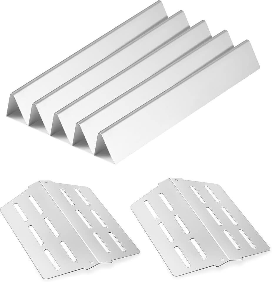 VEVOR Flavorizer Bars and Heat Deflectors, 17 inch Grill Replacement Part, for Weber Genesis 300 Series Grills, Including E310 E320 E330 S310 S320 S330, Stainless Steel Thicker Heat Plate, 7 Pack