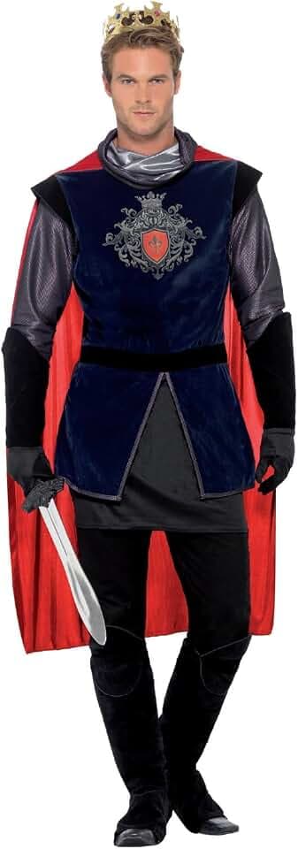 Smiffy's 43417L - King Arthur Deluxe Kostüm mit Top Cape Handschuhe Beinwärmer und Crown