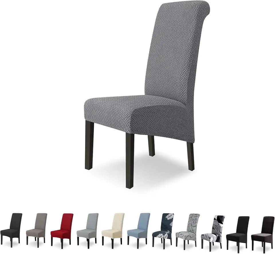 Lydevo Stuhlhussen XL 6er Set Stretch Stuhlhussen Schwingstühle XL für Esszimmerstühle Spandex Universal-Stuhlbezug Large Dining Chair Schonbezüge für Stuhl Esszimmer Hotel Bankett,Diagonal#Grau