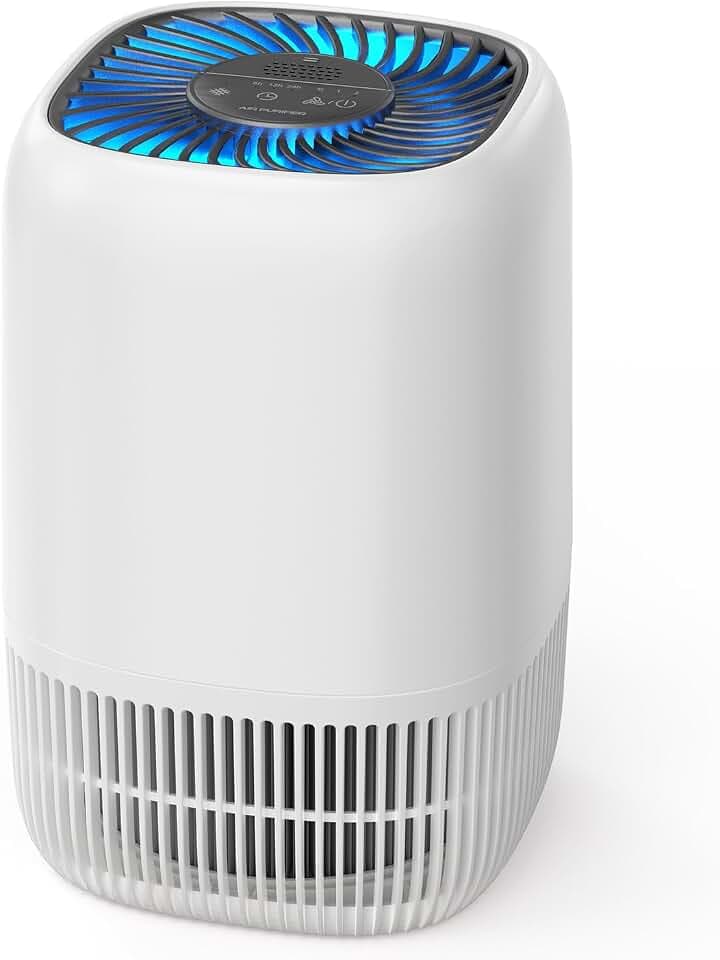 AROEVE Luftreiniger mit H13 HEPA 3-Stufen-Filter, Luftreiniger für Schlafzimmer, 5W Energieverbrauch, Leise 22dB mit Aroma, reduziert Pollen, Rauch, Tierfell