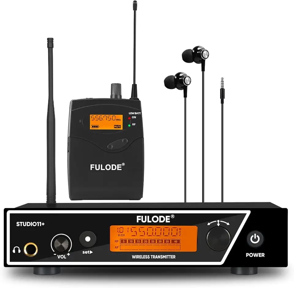 in Ear Monitor System, UHF Wireless Mono IEM with Metal Rackmount Transmitter, 1 Bodypack Receivers & in-Ear Monitoring Headphones, 100 Frequencies, 262ft Range for Musicians, Singers, Stage