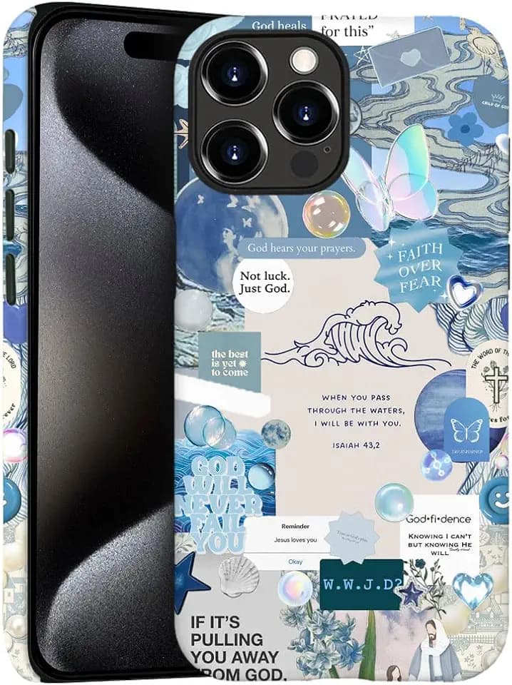 Case for iPhone 14 Pro - Slim Fit Anti-Scratch Phone Case for Girl Women - Bible Verse Christian Faith Collage (Frosted)