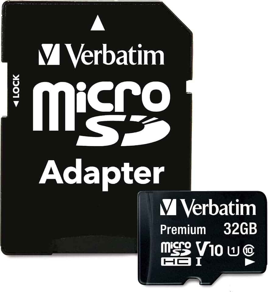 Verbatim 32GB microSDHC Memory Card with Adapter, UHS-I U1 V10, 90MB/s