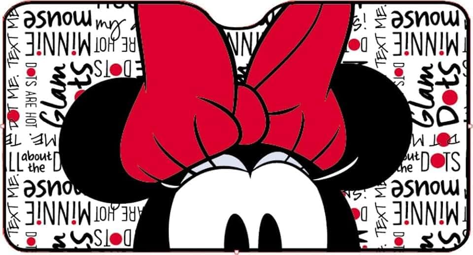 TataWay - Windschutzscheibe Sonnenschutz | Effektiver Schutz | Disney Minnie Maus Design | Einfache Befestigung | 130x70 cm, Minnie Maus, unica, Polyester