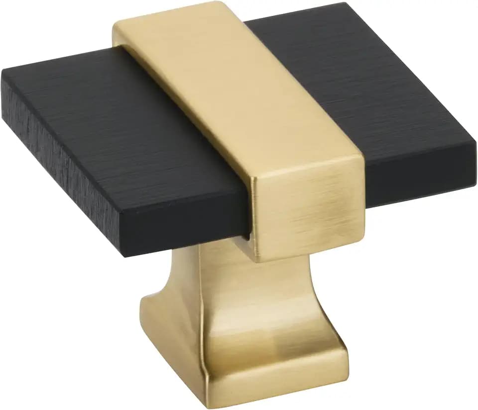 Amerock | Cabinet Knob | Brushed Matte Black/Brushed Gold | 1-3/8 inch (44 mm) Length | Overton | 1 Pack | Drawer Knob | Cabinet Hardware