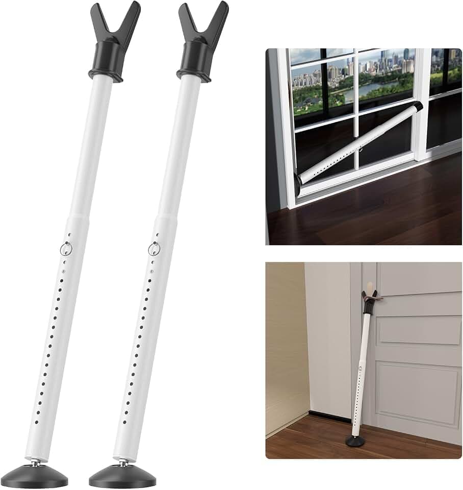 Door Stoppers Security Bar 2 Pack, Patio Sliding Door Lock Bar, 20-51 inch