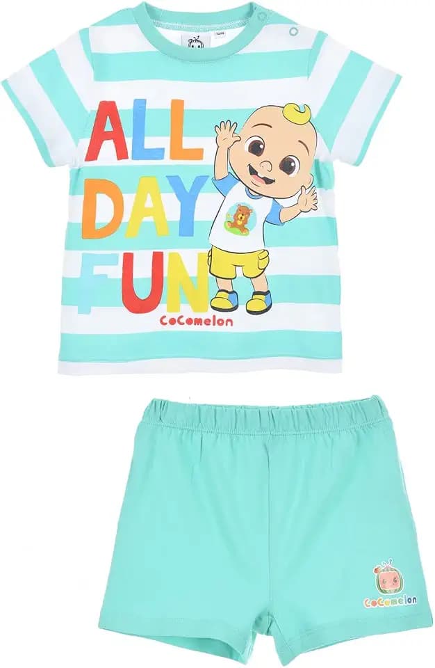 CoComelon Pyjama für Baby Junge, T-Shirt und Shorts-Set, 2-Teilig, für Jungen, Weiche Baumwolle, Größen 1 bis 4 Jahre