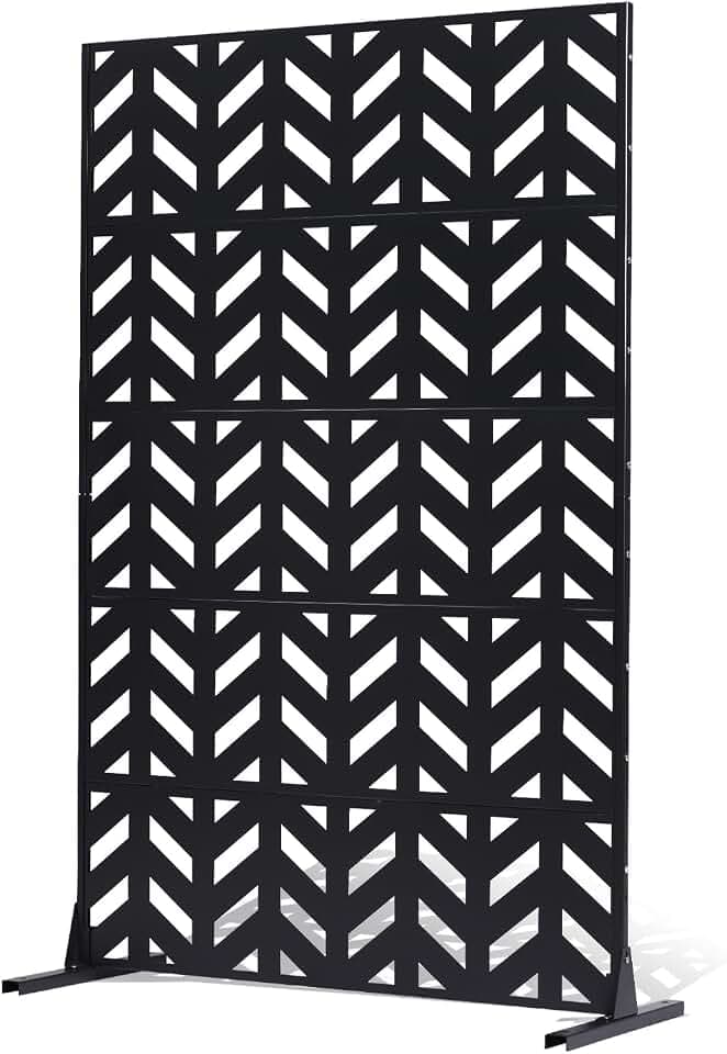VEVOR Paravent, 120x50,8x183 cm, Raumteiler für den Außenbereich, freistehende Trennwand mit Ständer, dekorativer Garten-Sichtschutz, Raumtrenner für Balkon, Terrasse, Innenbereich, Schwarz