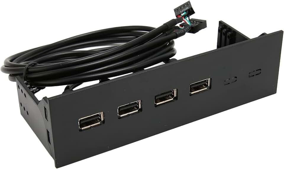5,25 Zoll USB 2.0 Hub Front Panel, Multifunktion Ale 4 Anschlüsse 19pin Optisches Laufwerk Frontplatte für 5,25 Zoll PC Computer Gehäuse Diskette Bucht, mit USB-Ports