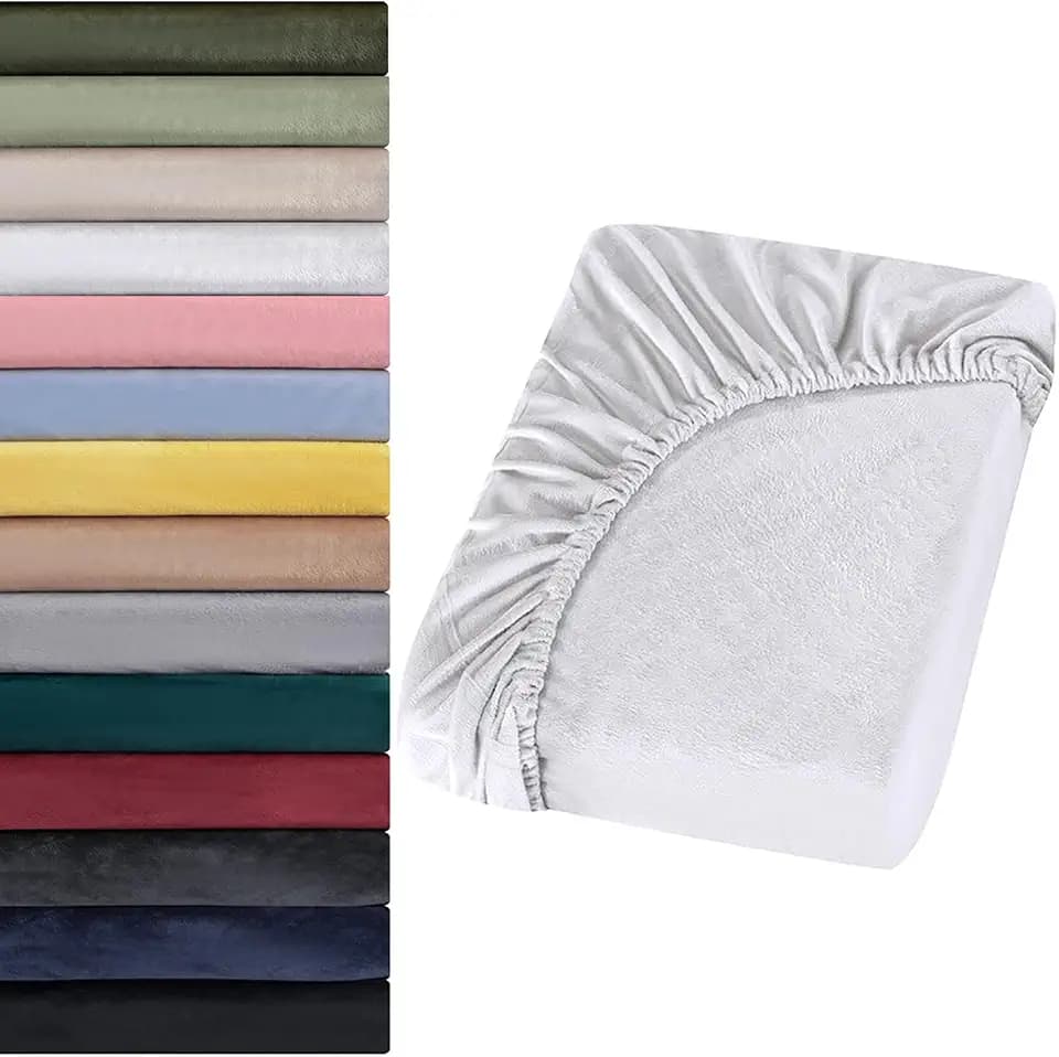 Soifox Jersey Warm Spannbettlaken 180x200cm bis 200x200cm Plüsch Fleece Samtweich Kuschelig Flauschig Cashmere Touch Bettlaken für Boxspringbett Topper Matratze Weiß mit Gummizug