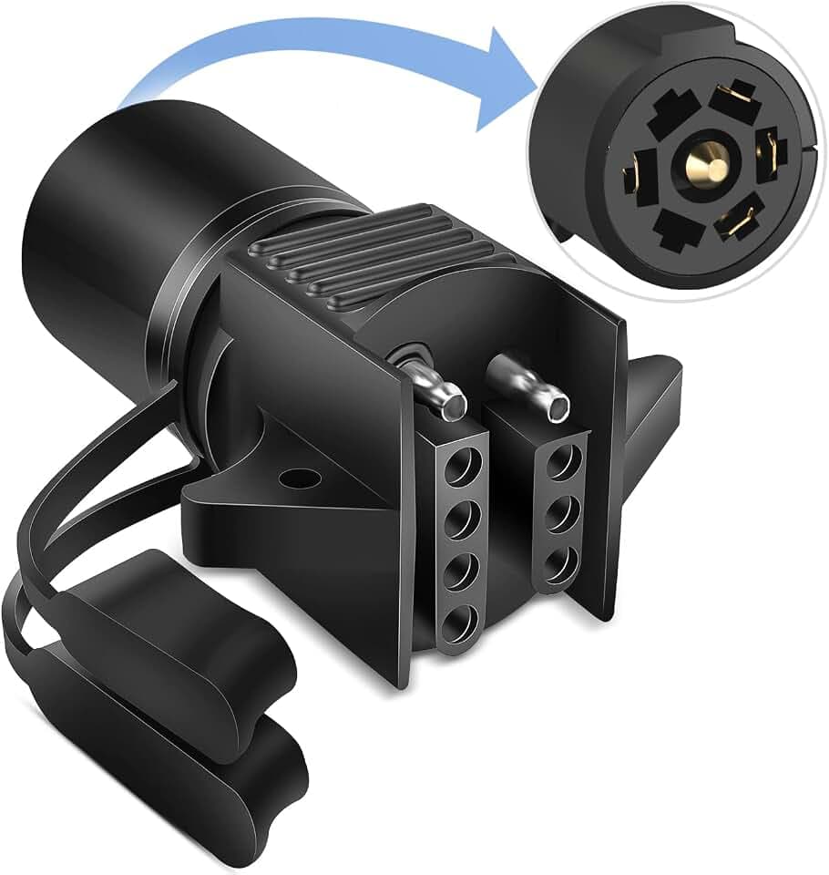 Nilight 7 Pin Round to 4-Way 5-Pin Flat Blade Light Adapter