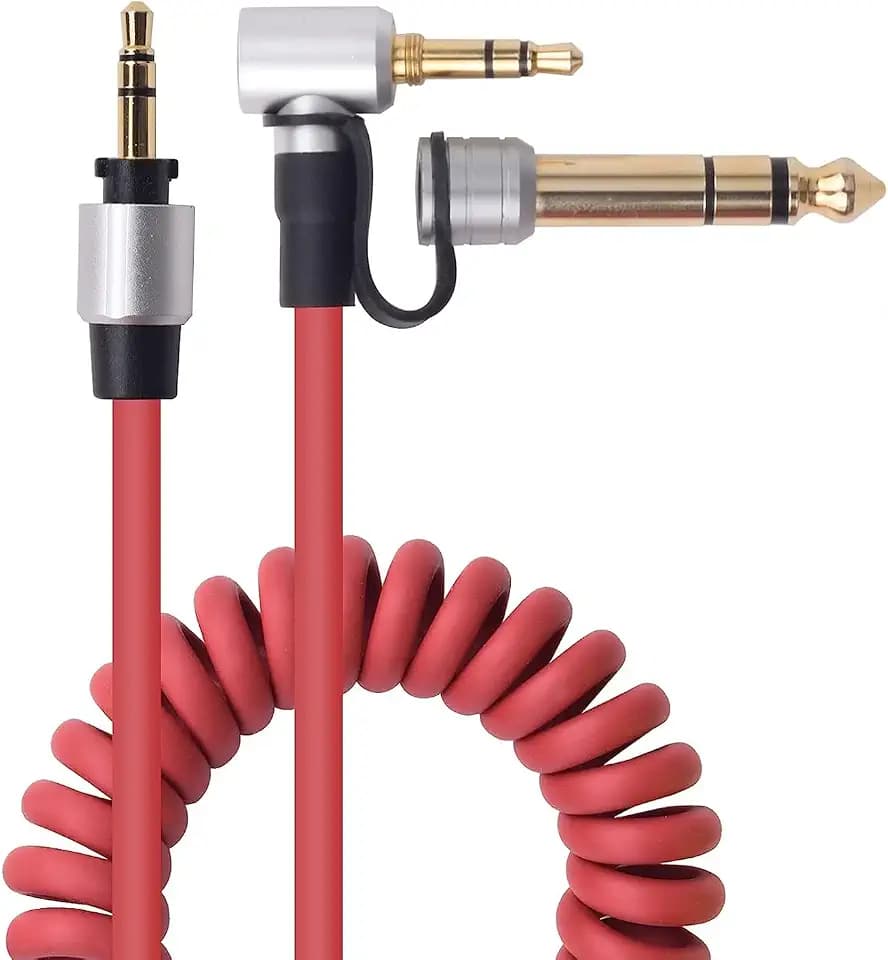 Saipomor 3.5mm &6.5mm Aux Cable Replacement Auxiliary Extension Cord Compatible with Beats by Dr Dre Headphones Solo Studio Pro Detox Wireless Mixr Executive Headset (Red)